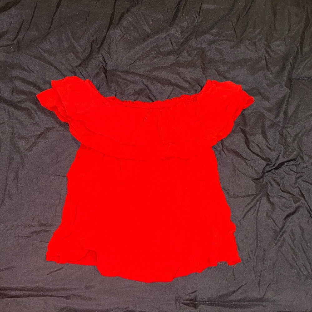 One Clothing Vibrant Red Off-Shoulder Blouse